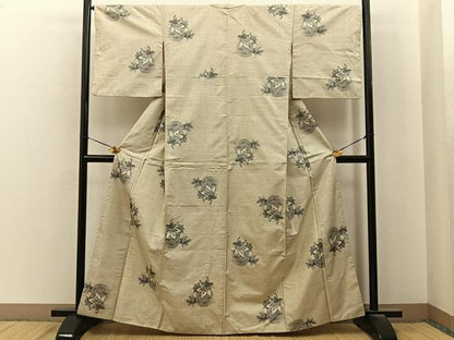平和屋着物■本場大島紬　白大島　7マルキ　総絣　楓　正絹　逸品　BAAY8005hj