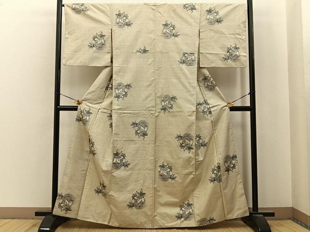 平和屋着物■本場大島紬　白大島　7マルキ　総絣　楓　正絹　逸品　BAAY8005hj
