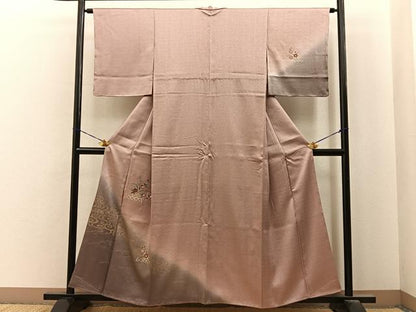 平和屋着物■訪問着　刺繍　流水草花文　暈し染め　金彩　正絹　逸品　未使用　BAAY8007hj