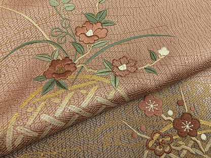 平和屋着物■訪問着　刺繍　流水草花文　暈し染め　金彩　正絹　逸品　未使用　BAAY8007hj