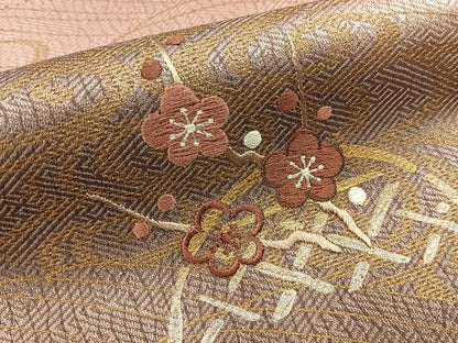 平和屋着物■訪問着　刺繍　流水草花文　暈し染め　金彩　正絹　逸品　未使用　BAAY8007hj