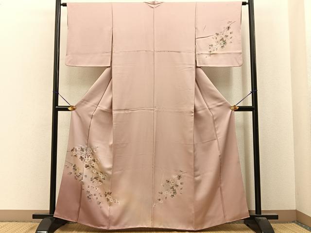 平和屋着物■中国三大刺繍　相良刺繍　訪問着　菊　暈し染め　正絹　逸品　BAAY8010hj
