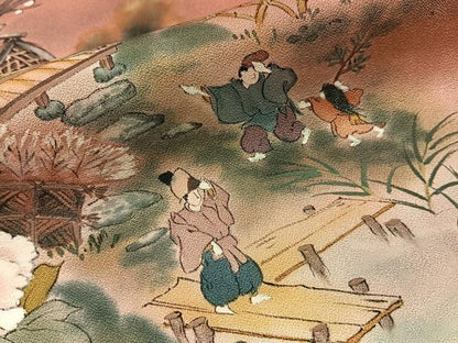 平和屋着物■訪問着　手描き　人物御所解文　暈し染め　正絹　逸品　BAAY8012hj