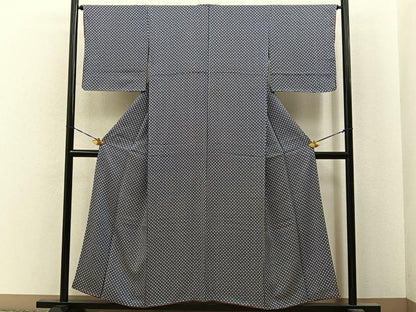 平和屋着物■上質な小紋　小花尽くし　濃紺地　正絹　逸品　BAAY8013hj