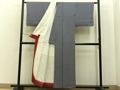 平和屋着物■上質な小紋　小花尽くし　濃紺地　正絹　逸品　BAAY8013hj