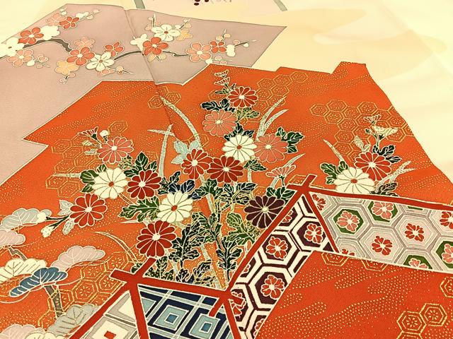 平和屋着物■訪問着　重ね山吉祥花文　金彩　正絹　逸品　BAAY8015hj