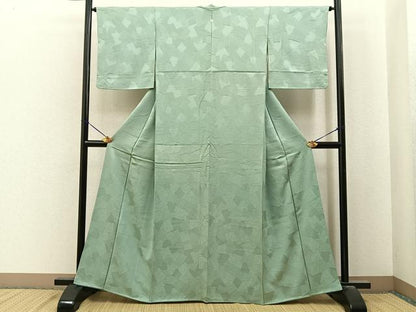 平和屋着物●上質な色無地　色紙重ね地紋　裏葉柳色　正絹　逸品　BAAY8017hj