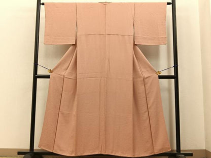 平和屋着物■上質な色無地　桐地紋　深支子色　正絹　逸品　BAAY8018hj