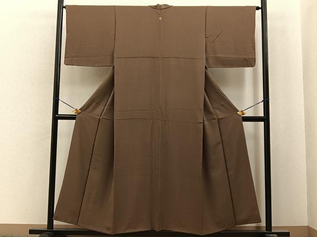 平和屋着物■上質な色無地　黄枯茶色　正絹　逸品　BAAY8019hj