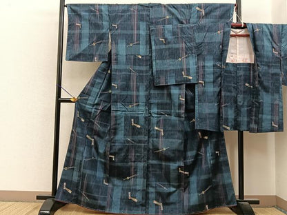 平和屋着物■上質な紬　アンサンブル　簪　正絹　逸品　未使用　BAAY8024hj