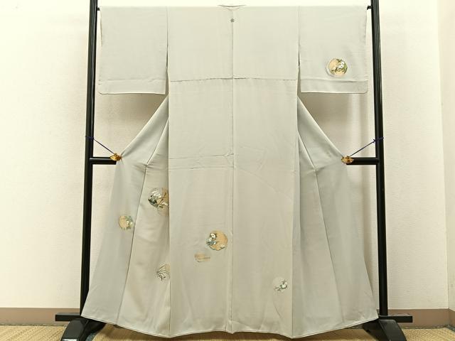 平和屋着物■訪問着　総刺繍　花鳥丸文　金銀糸　正絹　逸品　BAAY8030hj