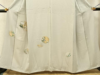 平和屋着物■訪問着　総刺繍　花鳥丸文　金銀糸　正絹　逸品　BAAY8030hj
