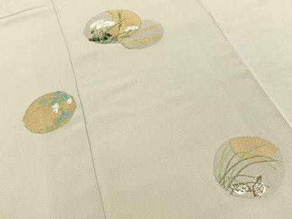 平和屋着物■訪問着　総刺繍　花鳥丸文　金銀糸　正絹　逸品　BAAY8030hj