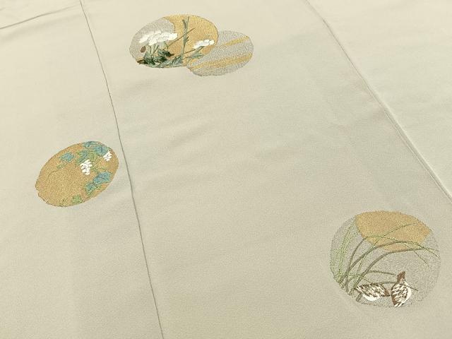平和屋着物■訪問着　総刺繍　花鳥丸文　金銀糸　正絹　逸品　BAAY8030hj