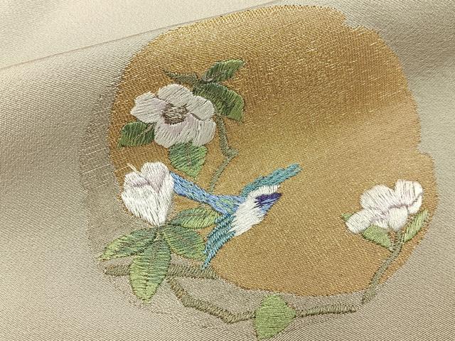 平和屋着物■訪問着　総刺繍　花鳥丸文　金銀糸　正絹　逸品　BAAY8030hj