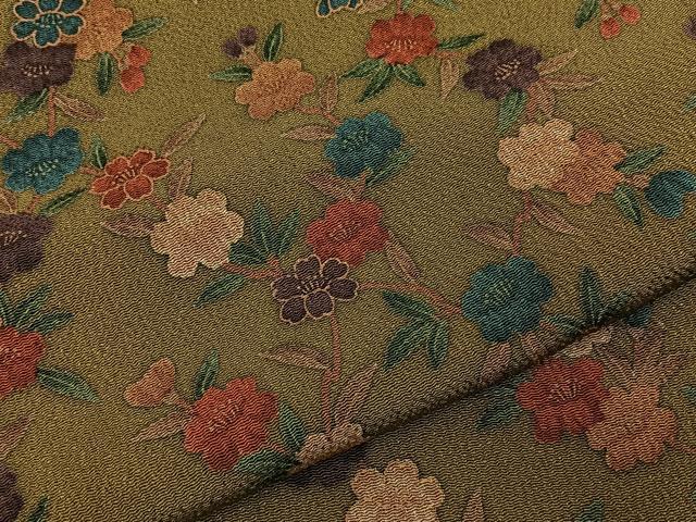 平和屋着物■上質な小紋　枝花文　鬼しぼ縮緬　正絹　逸品　BAAY8034hj