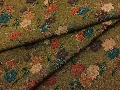 平和屋着物■上質な小紋　枝花文　鬼しぼ縮緬　正絹　逸品　BAAY8034hj