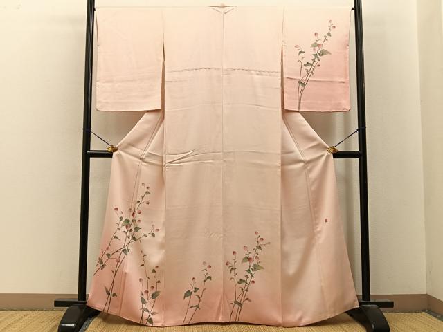 平和屋着物●訪問着　友禅　作家物　草花文　暈し染め　正絹　逸品　BAAY8040hj