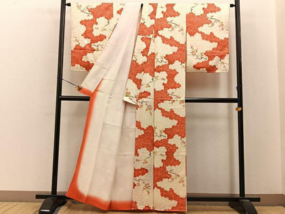 平和屋着物■上質な小紋　梅楓文　金彩　正絹　逸品　BAAY8041hj