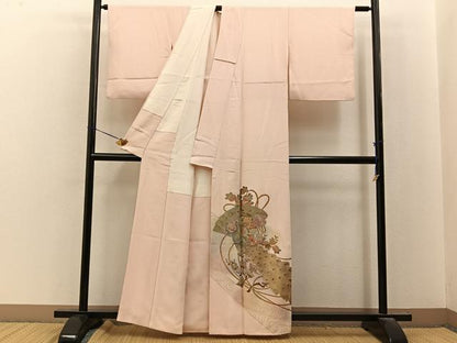 平和屋着物■豪華色留袖　檜扇孔雀花文　暈し染め　金彩　正絹　逸品　BAAY8043hj