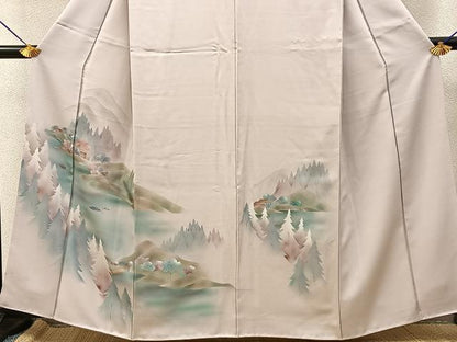 平和屋着物■訪問着　風景文　暈し染め　金銀彩　正絹　逸品　BAAY8045hj