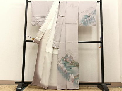 平和屋着物■訪問着　風景文　暈し染め　金銀彩　正絹　逸品　BAAY8045hj
