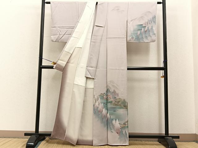 平和屋着物■訪問着　風景文　暈し染め　金銀彩　正絹　逸品　BAAY8045hj