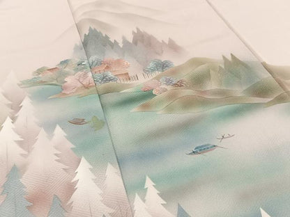 平和屋着物■訪問着　風景文　暈し染め　金銀彩　正絹　逸品　BAAY8045hj