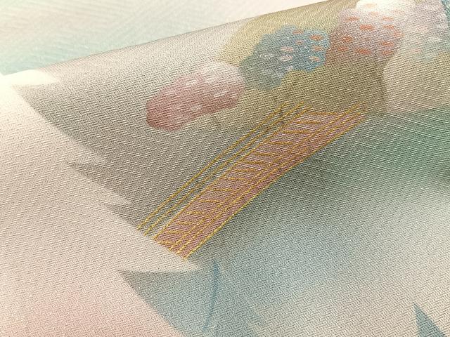 平和屋着物■訪問着　風景文　暈し染め　金銀彩　正絹　逸品　BAAY8045hj