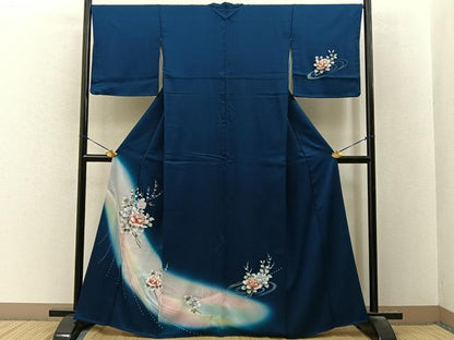 平和屋着物■訪問着　枝花文　暈し染め　銀彩　正絹　逸品　BAAY8048hj