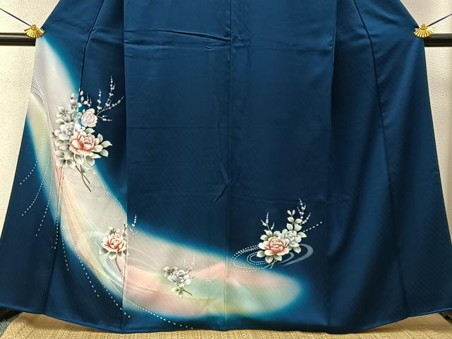 平和屋着物■訪問着　枝花文　暈し染め　銀彩　正絹　逸品　BAAY8048hj