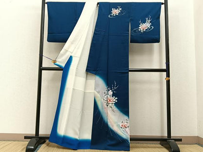 平和屋着物■訪問着　枝花文　暈し染め　銀彩　正絹　逸品　BAAY8048hj