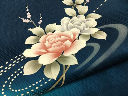 平和屋着物■訪問着　枝花文　暈し染め　銀彩　正絹　逸品　BAAY8048hj
