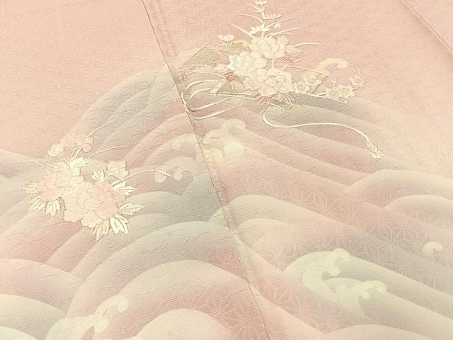 平和屋着物■訪問着　刺繍　立波冊子花文　暈し染め　正絹　逸品　未使用　BAAY8049hj