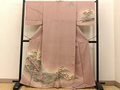 平和屋着物■訪問着　松竹梅　風景文　暈し染め　金銀彩　正絹　逸品　BAAY8051hj