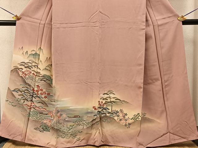 平和屋着物■訪問着　松竹梅　風景文　暈し染め　金銀彩　正絹　逸品　BAAY8051hj