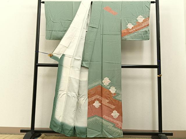 平和屋着物■訪問着　絞り　松皮菱　金銀彩　正絹　逸品　未使用　BAAY8052hj
