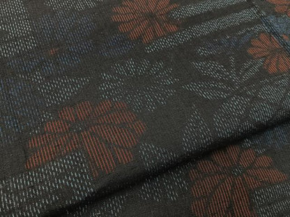 平和屋着物■上質な紬　エ霞菊文　正絹　逸品　未使用　BAAY8053hj