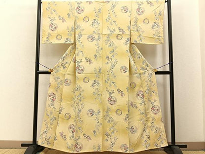 平和屋着物■上質な小紋　花丸文　暈し染め　正絹　逸品　未使用　BAAY8054hj