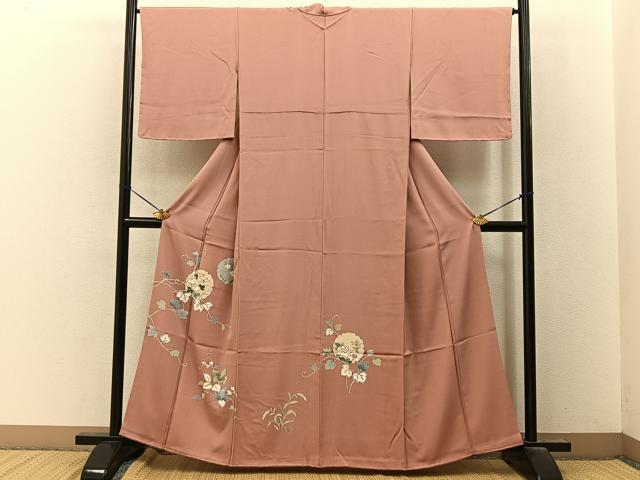 平和屋着物●訪問着　雪輪草花文　金彩　正絹　逸品　BAAY8055hj
