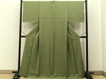 平和屋着物●上質な色無地　寿光織　草花地紋　柳茶色　さが美扱い　正絹　逸品　未使用　BAAY8056hj