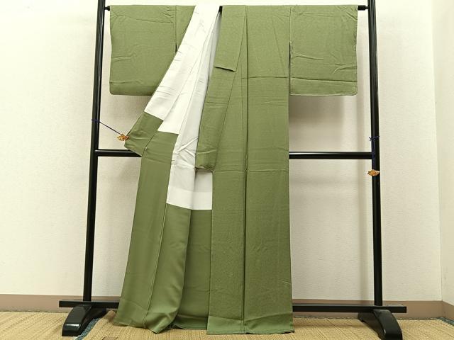 平和屋着物●上質な色無地　寿光織　草花地紋　柳茶色　さが美扱い　正絹　逸品　未使用　BAAY8056hj