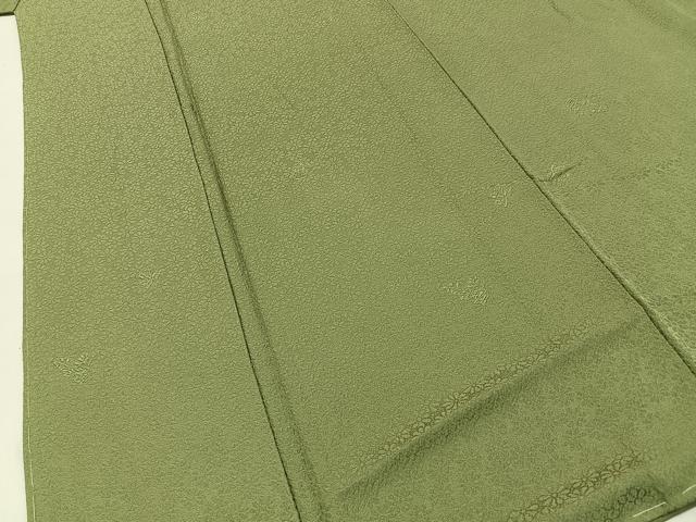 平和屋着物●上質な色無地　寿光織　草花地紋　柳茶色　さが美扱い　正絹　逸品　未使用　BAAY8056hj
