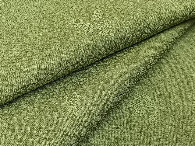 平和屋着物●上質な色無地　寿光織　草花地紋　柳茶色　さが美扱い　正絹　逸品　未使用　BAAY8056hj