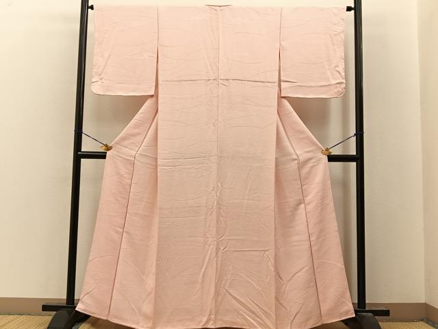 平和屋着物■上質な色無地　芝草地紋　肌色　正絹　逸品　未使用　BAAY8057hj