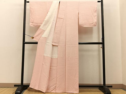 平和屋着物■上質な色無地　芝草地紋　肌色　正絹　逸品　未使用　BAAY8057hj