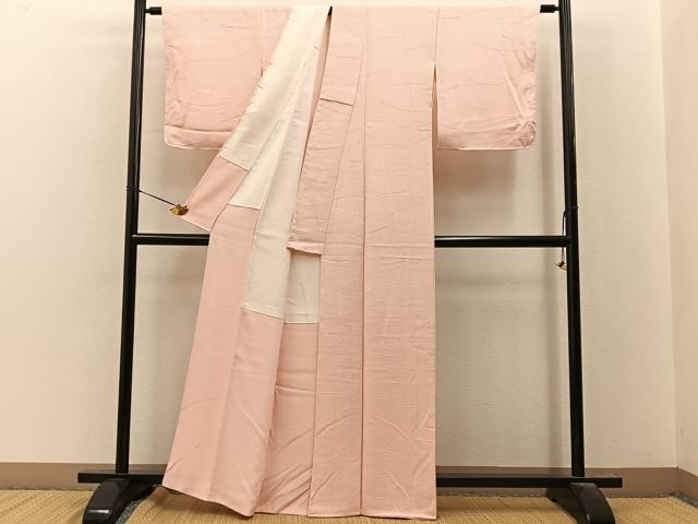 平和屋着物■上質な色無地　芝草地紋　肌色　正絹　逸品　未使用　BAAY8057hj