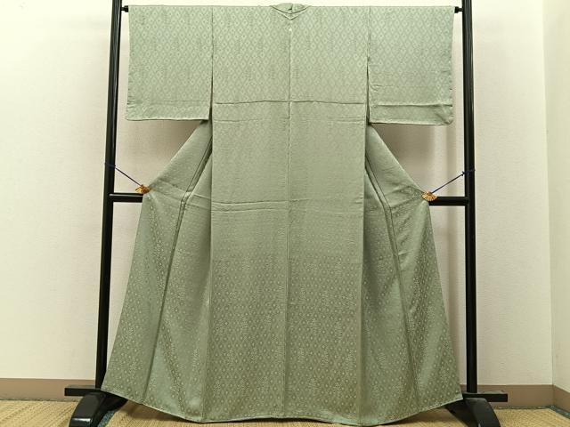 平和屋着物●上質な色無地　草花地紋　裏葉柳色　さが美扱い　正絹　逸品　BAAY8058hj