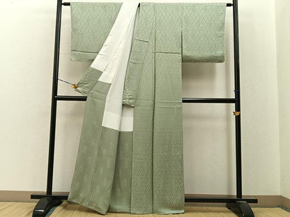平和屋着物●上質な色無地　草花地紋　裏葉柳色　さが美扱い　正絹　逸品　BAAY8058hj