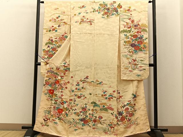 平和屋着物■豪華振袖　刺繍　松竹梅　流水秋草文　金彩　正絹　逸品　BAAY8062hj